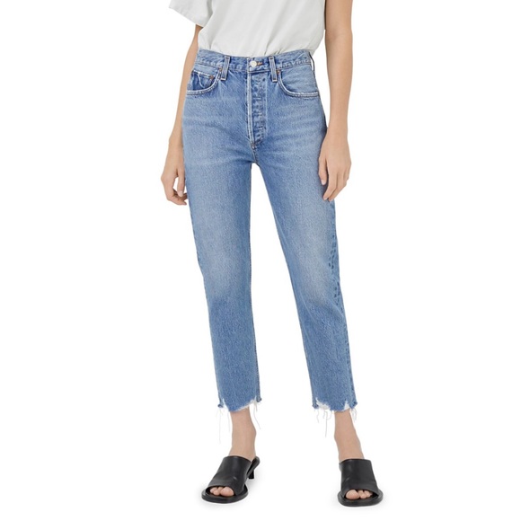 Agolde Denim - Agolde Riley High-Rise Straight Cropped Jeans in Haven size 25